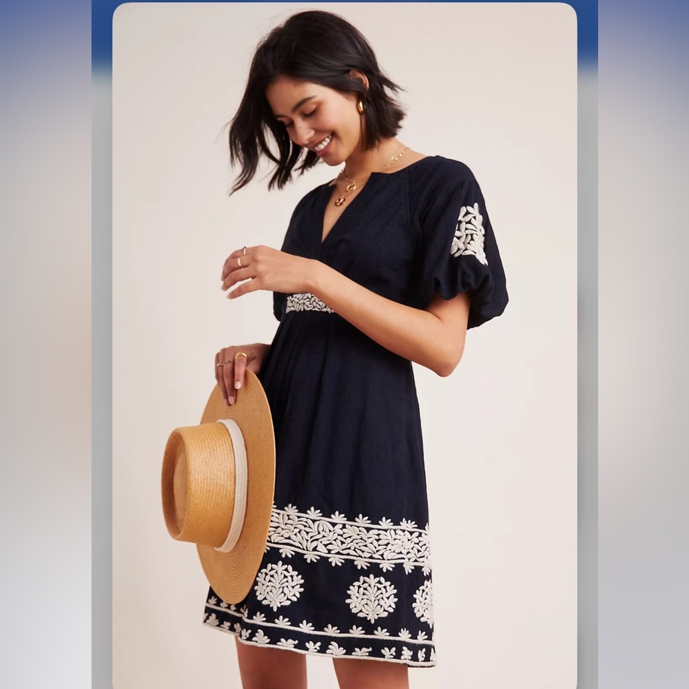 Anthropologie Orla Black Mini Dress w Embroidery NWT $188